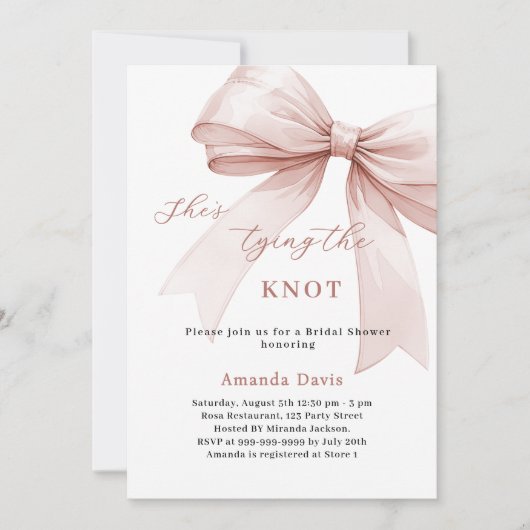 Sie bindet das Brautparty an den Knoten Einladung (Vorderseite)