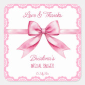 Sie bindet das Brautparty an den Knoten Quadratischer Aufkleber (Vorderseite)