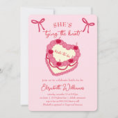 Sie bindet das Brautparty der Knot Coquette Cherry Einladung (Vorderseite)