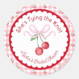 Sie bindet das Brautparty der Knot Coquette Cherry Runder Aufkleber