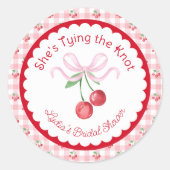 Sie bindet das Brautparty der Knot Coquette Cherry Runder Aufkleber (Vorderseite)