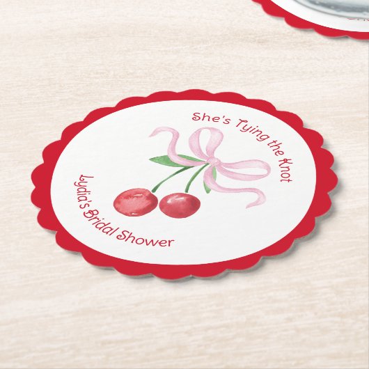 Sie bindet das Brautparty der Knot Coquette Cherry Untersetzer (angewinkelt)
