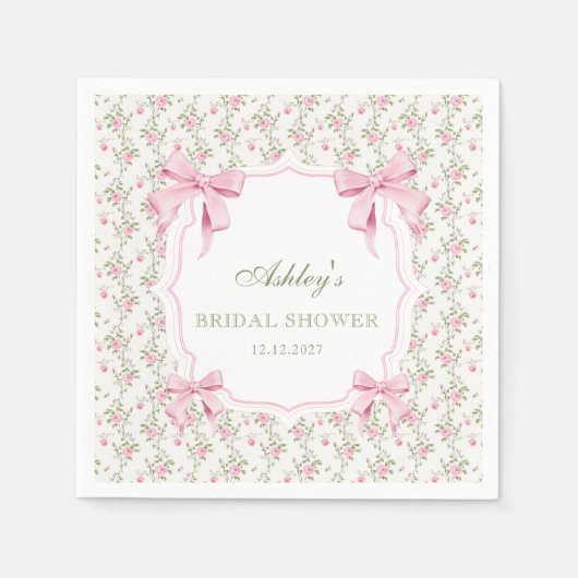 Sie bindet das Brautparty der Knot-Pink-Bow-Blüte Serviette (Vorderseite)