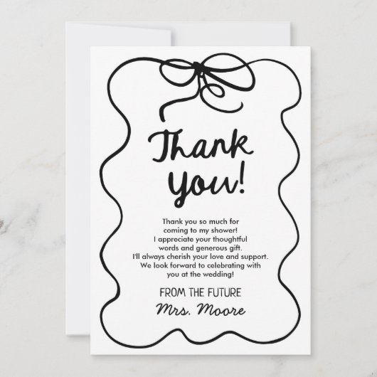 Sie bindet das Brautparty des bekannten Whimsikers Dankeskarte (Vorderseite)