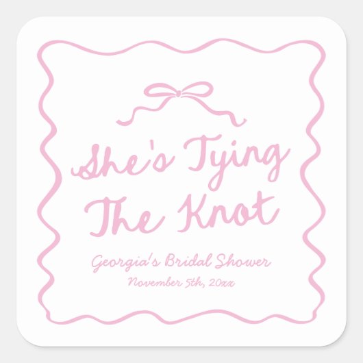 Sie bindet das Brautparty des bekannten Whimsikers Quadratischer Aufkleber (Vorderseite)