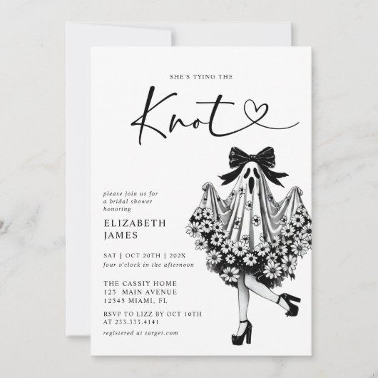 Sie bindet das Brautparty des Gespenst-Geistes Einladung (Vorderseite)