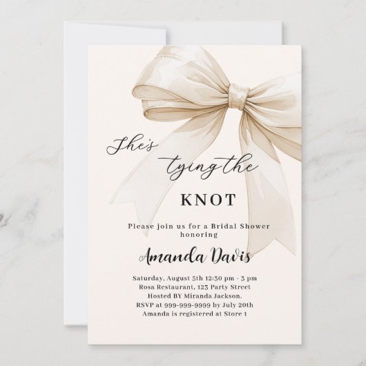 Sie bindet das Brautparty des Knochenbogens Einladung (Vorderseite)