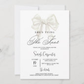 Sie bindet das Brautparty des Knot-Beige-Bows Einladung (Vorderseite)