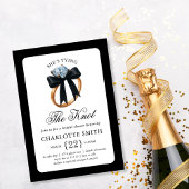 Sie bindet das Brautparty des Knot-Black-Bow-Ringe Einladung