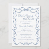 Sie bindet das Brautparty des "Knot Blue Bow" Einladung (Vorderseite)