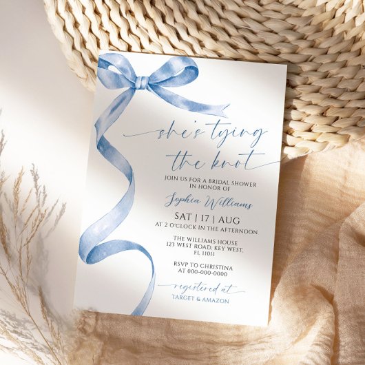 Sie bindet das Brautparty des "Knot Blue Bow" Einladung