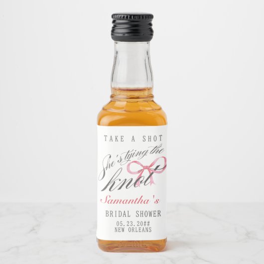 Sie bindet das Brautparty des Knot-Bow-Coquette Alkoholflaschenetikett (Vorderseite)