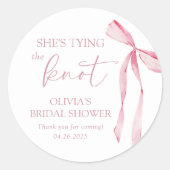 Sie bindet das Brautparty des "Knot Coquette Bow" Runder Aufkleber (Vorderseite)