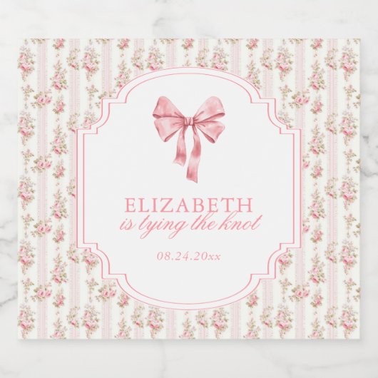 Sie bindet das Brautparty des "Knot Coquette Bow" Schaumweinetikett (Einzelnes Label)