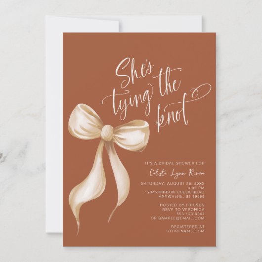 Sie bindet das Brautparty des Knot-Herbst-Bowes Einladung (Vorderseite)