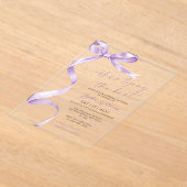 Sie bindet das Brautparty des Knot Lavender Bow Acryleinladungen (Ablage )