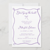 Sie bindet das Brautparty des Knot Lilac Bow Einladung (Vorderseite)