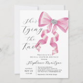 Sie bindet das Brautparty des "Knot Pink Bow Brunc Einladung (Vorderseite)