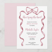 Sie bindet das Brautparty des Knot-Pink-Bows Einladung (Vorne/Hinten)