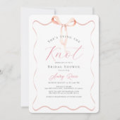 Sie bindet das Brautparty des Knot-Pink-Bows Einladung (Vorderseite)