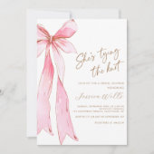 Sie bindet das Brautparty des Knot-Pink-Bows Einladung (Vorderseite)