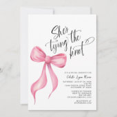 Sie bindet das Brautparty des Knot-Pink-Bows Einladung (Vorderseite)