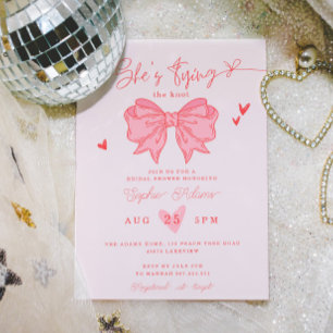 Sie bindet das Brautparty des Knot-Pink-Bows Einladung