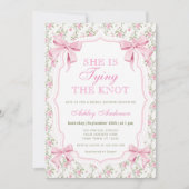 Sie bindet das Brautparty des Knot-Pink-Bows Einladung (Vorderseite)
