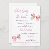 Sie bindet das Brautparty des Knot-Pink-Bows Einladung (Vorne/Hinten)