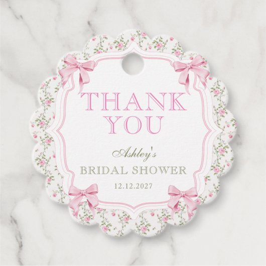 Sie bindet das Brautparty des Knot-Pink-Bows Geschenkanhänger (Vorderseite)