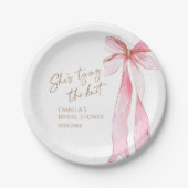 Sie bindet das Brautparty des Knot-Pink-Bows Pappteller (Vorderseite)