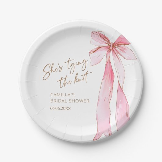 Sie bindet das Brautparty des Knot-Pink-Bows Pappteller (Vorderseite)