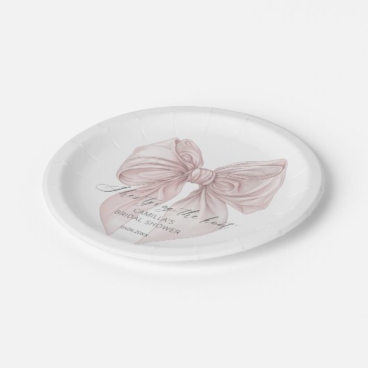 Sie bindet das Brautparty des Knot-Pink-Bows Pappteller (Schrägansicht)