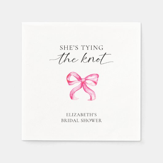Sie bindet das Brautparty des Knot-Pink-Bows Serviette (Vorderseite)