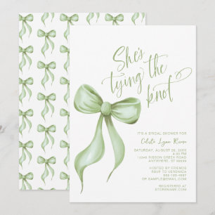 Sie bindet das Brautparty des Knot Sage Green Bow Einladung
