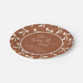 Sie bindet das Brautparty des Knot Terracotta Bow Pappteller (Schrägansicht)