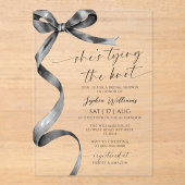 Sie bindet das Brautparty des Knotens Black Bow Acryleinladungen (Vorderseite)