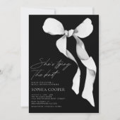 Sie bindet das Brautparty des Knotens Black Bow Einladung (Vorderseite)