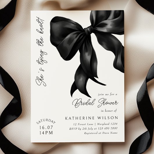 Sie bindet das Brautparty des Knotens Black Bow Einladung