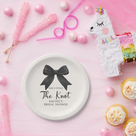 Sie bindet das Brautparty des Knotens Black Bow Pappteller (Party)