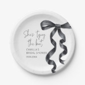 Sie bindet das Brautparty des Knotens Black Bow Pappteller (Vorderseite)