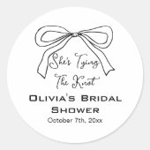 Sie bindet das Brautparty des Knotens Black Bow Runder Aufkleber (Vorderseite)