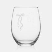 Sie bindet das Brautparty des Knotens Black Bow Weinglas Ohne Stiel (Rückseite)