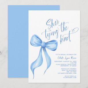 Sie bindet das Brautparty des Knotens Blue Bow Rib Einladung
