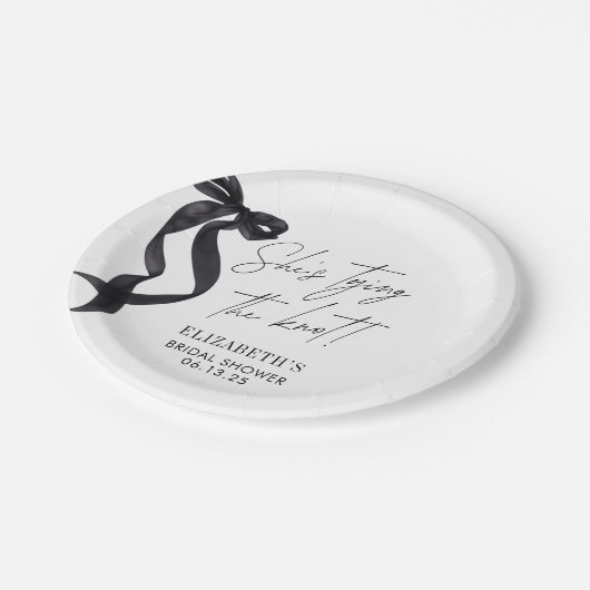 Sie bindet das Brautparty des Knotens Bow Pappteller (Schrägansicht)