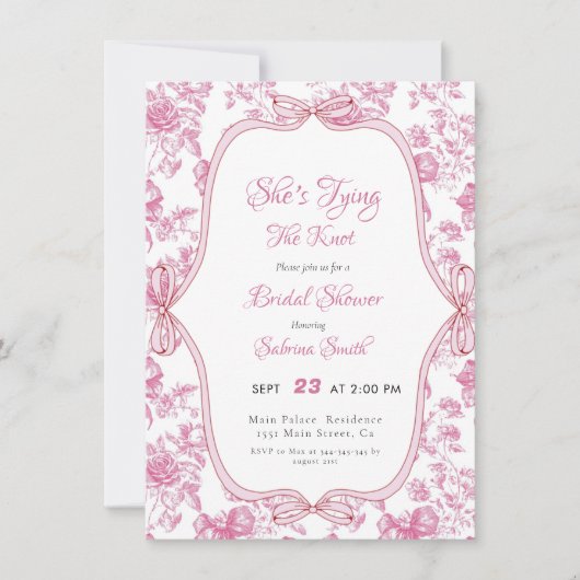 Sie bindet das Brautparty des Knotens Einladung (Vorderseite)