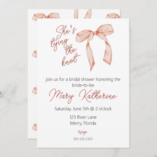 Sie bindet das Brautparty des Knotens Einladung (Vorne/Hinten)