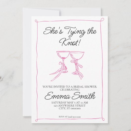 Sie bindet das Brautparty des Knotens Einladung (Vorderseite)