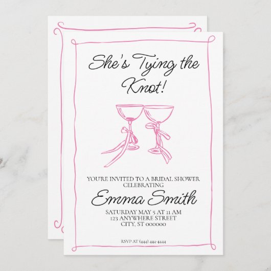 Sie bindet das Brautparty des Knotens Einladung (Vorne/Hinten)