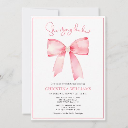 Sie bindet das Brautparty des Knotens Einladung (Vorderseite)